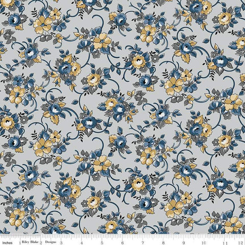 SALE Delightful Bouquet C10251 Gray - Riley Blake Designs - Floral Flowers - Quilting Cotton Fabric