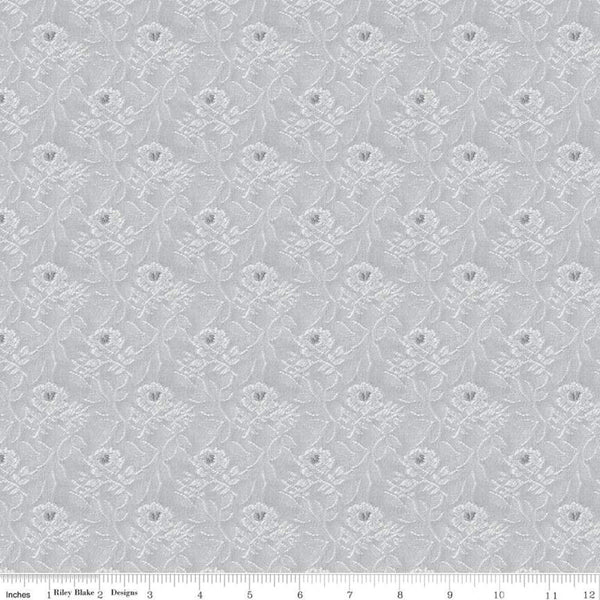 31" End of Bolt - SALE Delightful Tapestry C10253 Gray - Riley Blake Designs - Floral Flowers Tone-on-Tone Roses - Quilting Cotton Fabric