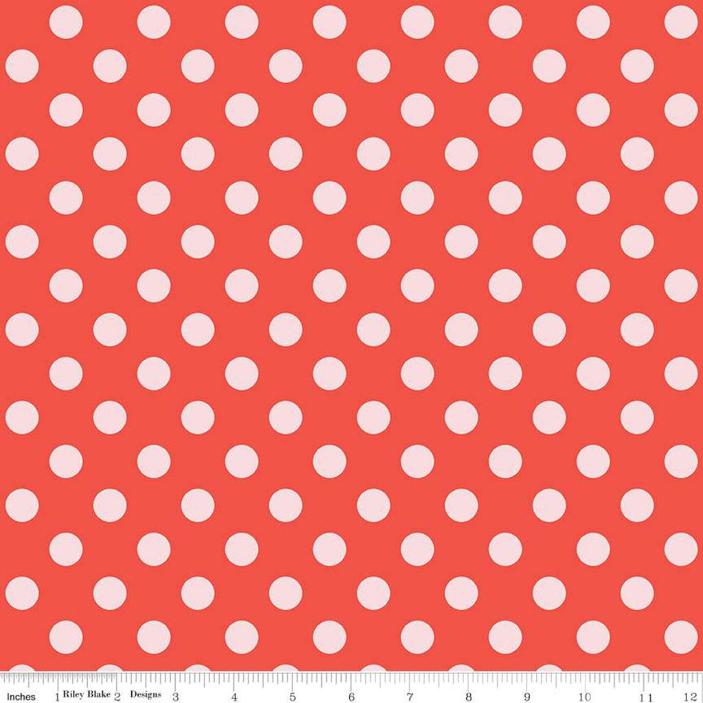 SALE Sending Love Dots C10085 Red - Riley Blake Designs - Valentine's 1/2" White Polka Dots on Red Dotted - Quilting Cotton Fabric