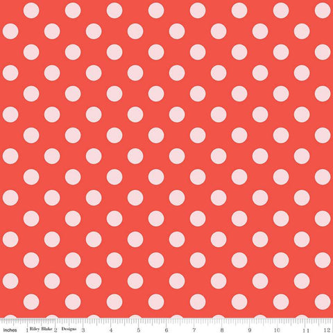 CLEARANCE Sending Love Dots C10085 Red - Riley Blake  - Valentine's 1/2" White Polka Dots on Red Dotted - Quilting Cotton