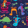 SALE Dino Dudes Midnite CX4430-MIDN-D - Michael Miller - Blue Orange Green Dinosaurs Bones Juvenile - Quilting Cotton Fabric