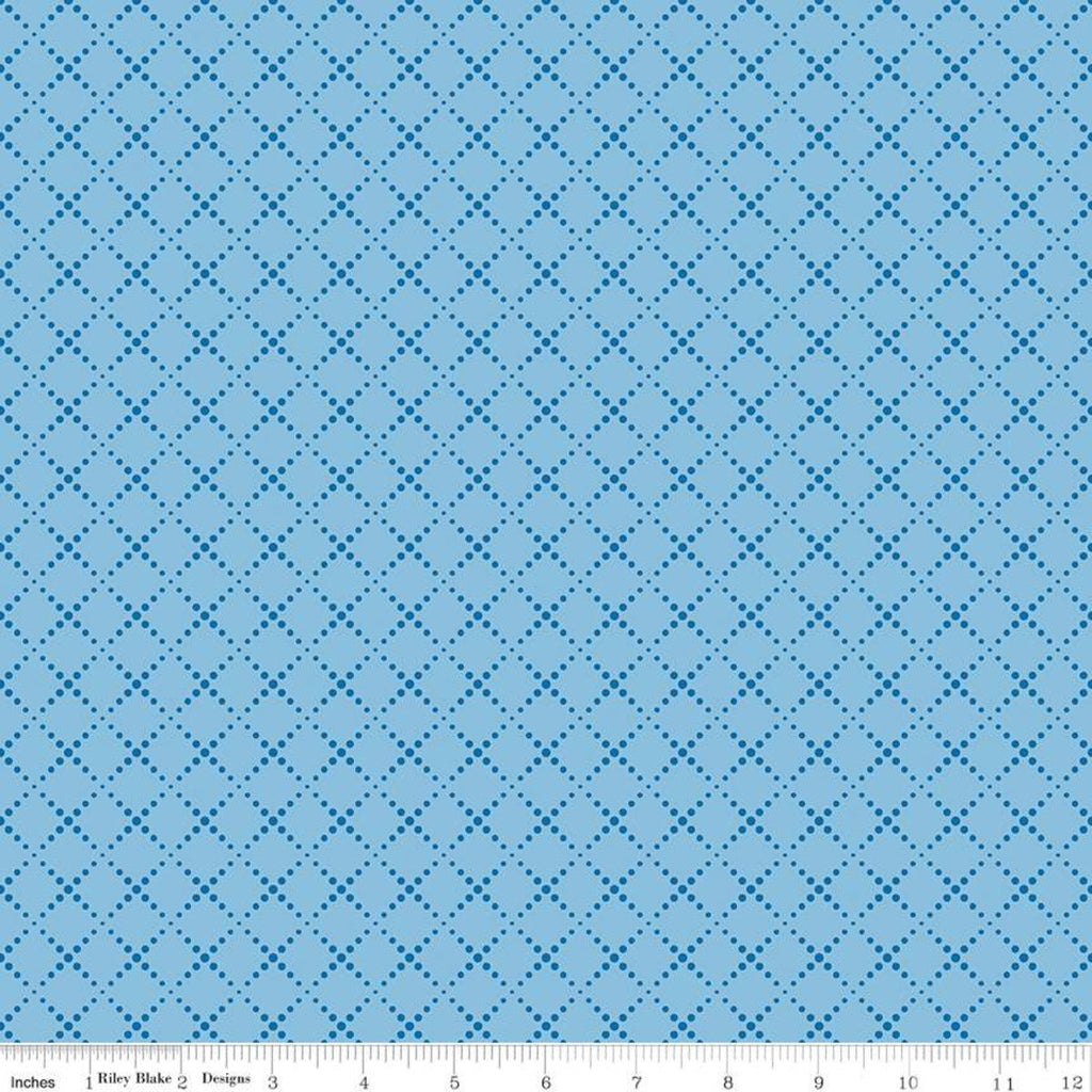 SALE Pure Delight Dots C10095 Blue - Riley Blake Designs - Geometric Lattice Grid Diagonal - Quilting Cotton Fabric