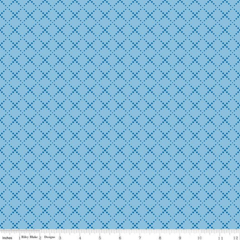 SALE Pure Delight Dots C10095 Blue - Riley Blake Designs - Geometric Lattice Grid Diagonal - Quilting Cotton Fabric
