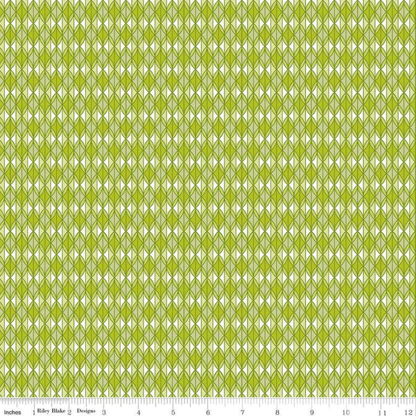 SALE Grove Rows C10144 Limeade - Riley Blake Designs - Geometric Green Off-White - Quilting Cotton Fabric