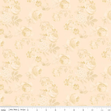 27" End of Bolt-CLEARANCE Rose and Violet's Garden Faded Roses C10412 Beehive-Riley Blake-Floral Tone-on-Tone Cream -Quilting Cotton Fabric