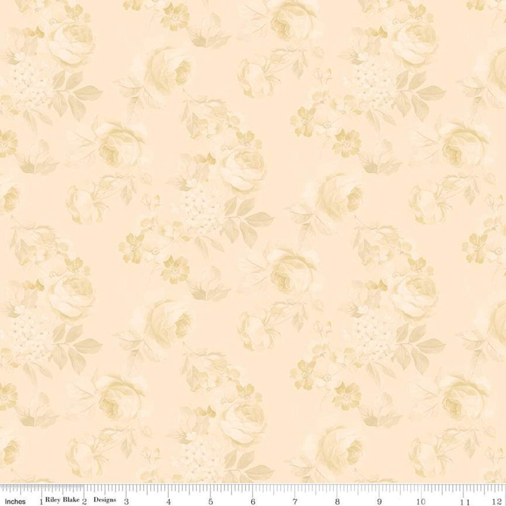 Rose and Violet's Garden Faded Roses C10412 Beehive  - Riley Blake Designs - Floral Flowers Tone-on-Tone Cream - Quilting Cotton Fabric
