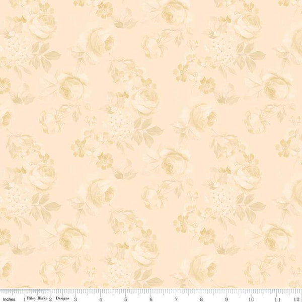 SALE Rose and Violet's Garden Faded Roses C10412 Beehive  - Riley Blake Designs - Floral Flowers Tone-on-Tone Cream - Quilting Cotton Fabric