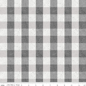 28" End of Bolt - All About Plaids Buffalo Check C635 Gray by Riley Blake Designs - 1" Checks Checkered Gray - Quilting Cotton Fabric