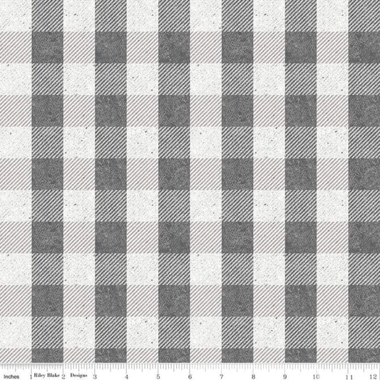 28" End of Bolt - All About Plaids Buffalo Check C635 Gray by Riley Blake Designs - 1" Checks Checkered Gray - Quilting Cotton Fabric