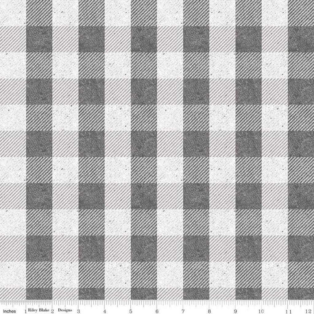 SALE All About Plaids Buffalo Check C635 Gray by Riley Blake Designs - 1" Checks Checkered Gray - Quilting Cotton Fabric