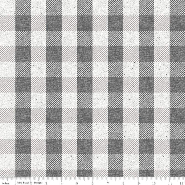 SALE All About Plaids Buffalo Check C635 Gray by Riley Blake Designs - 1" Checks Checkered Gray - Quilting Cotton Fabric