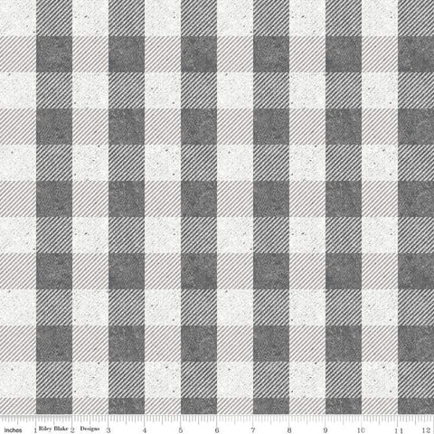 SALE All About Plaids Buffalo Check C635 Gray by Riley Blake Designs - 1" Checks Checkered Gray - Quilting Cotton Fabric