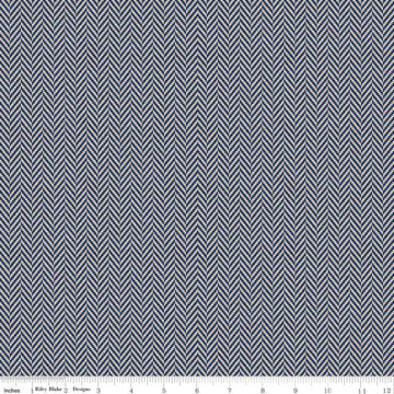 SALE All About Plaids Herringbone C636 Blue - Riley Blake Designs - Broken Staggered Zig Zag Blue Gray - Quilting Cotton Fabric