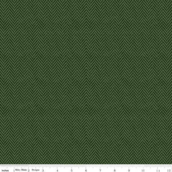 All About Plaids Herringbone C636 Green by Riley Blake Designs - Broken Staggered Zig Zag - Quilting Cotton Fabric