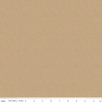 33" End of Bolt - All About Plaids Herringbone C636 Tan - Riley Blake Designs - Broken Staggered Zig Zag - Quilting Cotton Fabric