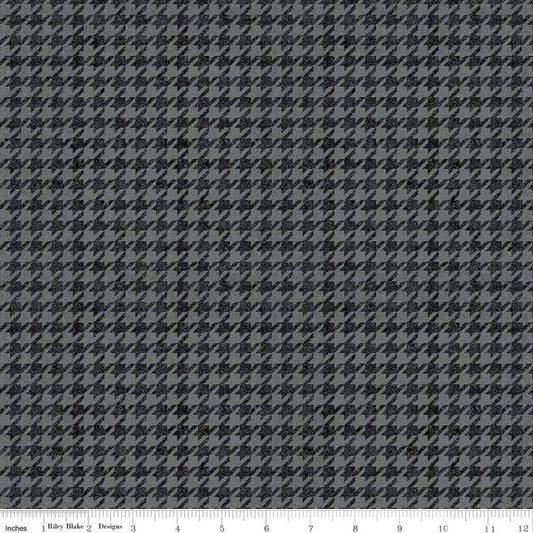 34" End of Bolt - All About Plaids Houndstooth C637 Black by Riley Blake Designs - Broken Check Black Gray - Quilting Cotton Fabric