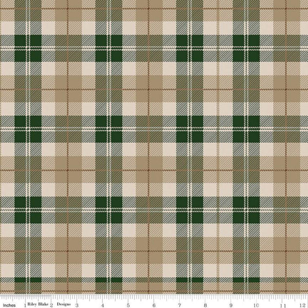 All About Plaids Tartan C638 Green Tan - Riley Blake Designs - Plaid - Quilting Cotton Fabric