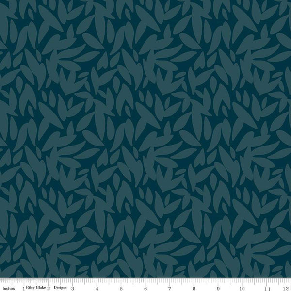 SUPER DEAL BTY! Leaves K10434 Midnight Knit - Riley Blake Designs - Tone-on-Tone Blue - Jersey KNit cotton  stretch fabric