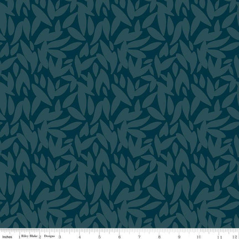 SUPER DEAL BTY! Leaves K10434 Midnight Knit - Riley Blake Designs - Tone-on-Tone Blue - Jersey KNit cotton  stretch fabric