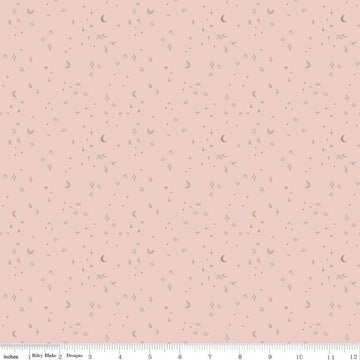 DEAL Sleep Tight Starry Night SC10264 Pink SPARKLE - Riley Blake Designs - Stars Moons Diamonds Champagne SPARKLE - Quilting Cotton Fabric