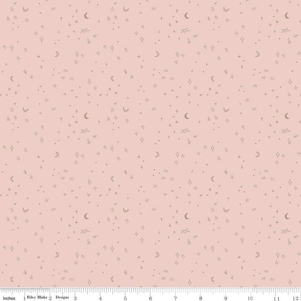 Sleep Tight Starry Night SC10264 Pink SPARKLE - Riley Blake Designs - Stars Moons Diamonds Champagne SPARKLE - Quilting Cotton Fabric