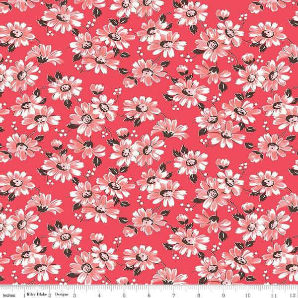 CLEARANCE Flea Market Floral C10213 Cayenne - Riley Blake Designs -  Flowers Floral Red - Lori Holt  - Quilting Cotton Fabric