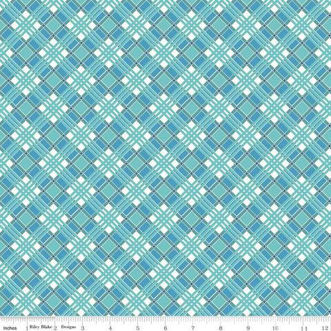 SALE Flea Market Plaid C10217 Blue - Riley Blake Designs -  Diagonal - Lori Holt  - Quilting Cotton Fabric