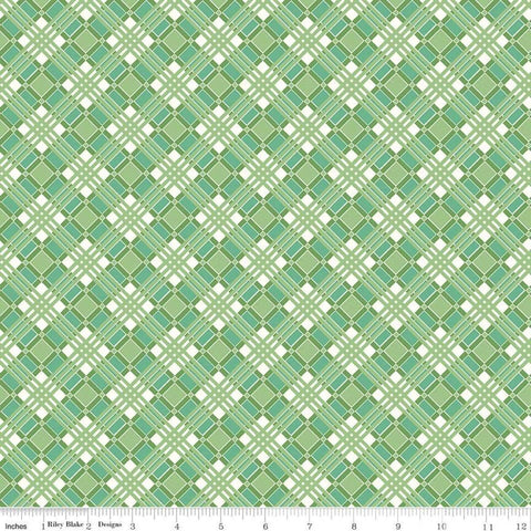 SALE Flea Market Plaid C10217 Green - Riley Blake Designs - Diagonal - Lori Holt  - Quilting Cotton Fabric