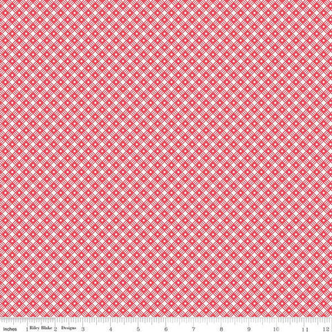 SALE Flea Market Basket Weave C10221 Cayenne - Riley Blake Designs - Geometric Lattice Diagonal Red - Lori Holt  - Quilting Cotton Fabric