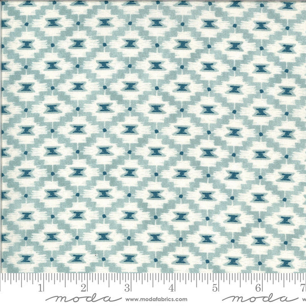 SALE Cider Roxbury 30646 Blueberry Crumble - Moda Fabrics - Geometric Diamonds Aqua Blue Green Natural Off-White - Quilting Cotton Fabric