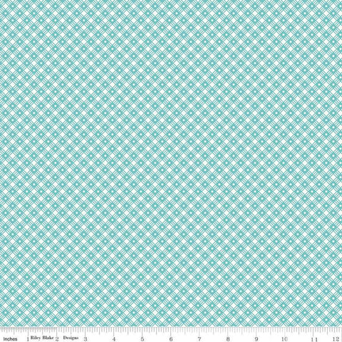 SALE Flea Market Basket Weave C10221 Cottage - Riley Blake Designs - Geometric Lattice Diagonal Blue - Lori Holt  - Quilting Cotton Fabric