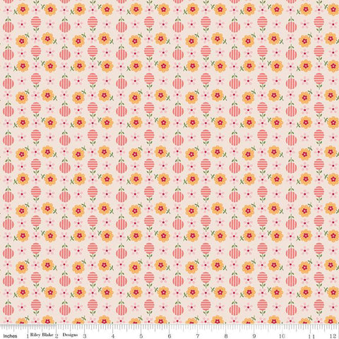 SALE Flea Market Apron C10225 Latte - Riley Blake Designs - Floral Flowers Pink - Lori Holt  - Quilting Cotton Fabric