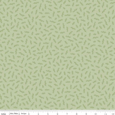 Gingham Gardens Stems C10356 Green - Riley Blake Designs - Floral Sprigs Flowers Leaves - Quilting Cotton Fabric
