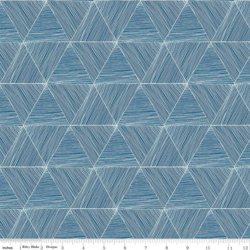 29" End of Bolt - SALE Rocky Mountain Wild Peaks C10294 Blue - Riley Blake Designs - Geometric Triangles Triangle - Quilting Cotton Fabric