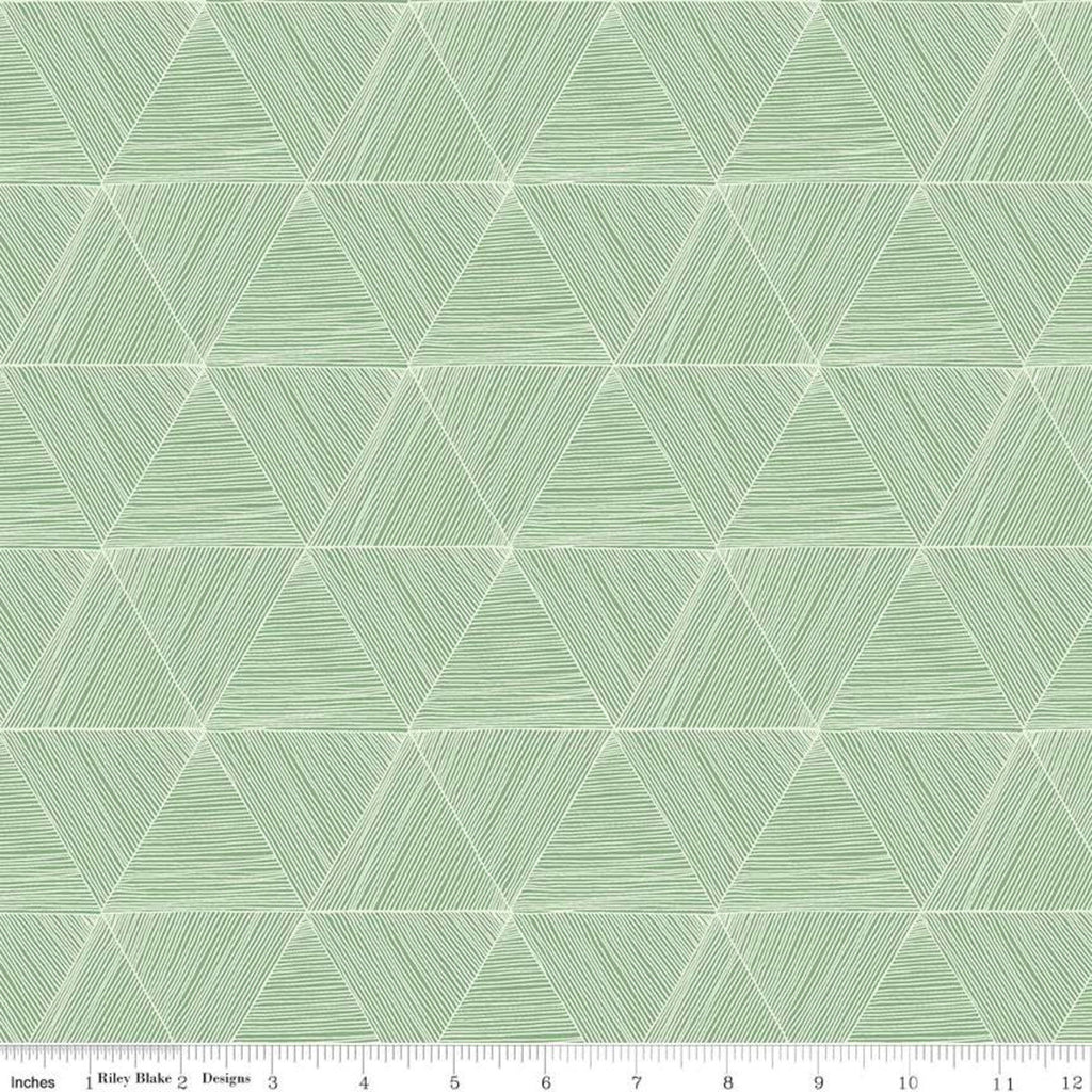 SALE Rocky Mountain Wild Peaks C10294 Green - Riley Blake Designs - Geometric Triangles Triangle - Quilting Cotton Fabric