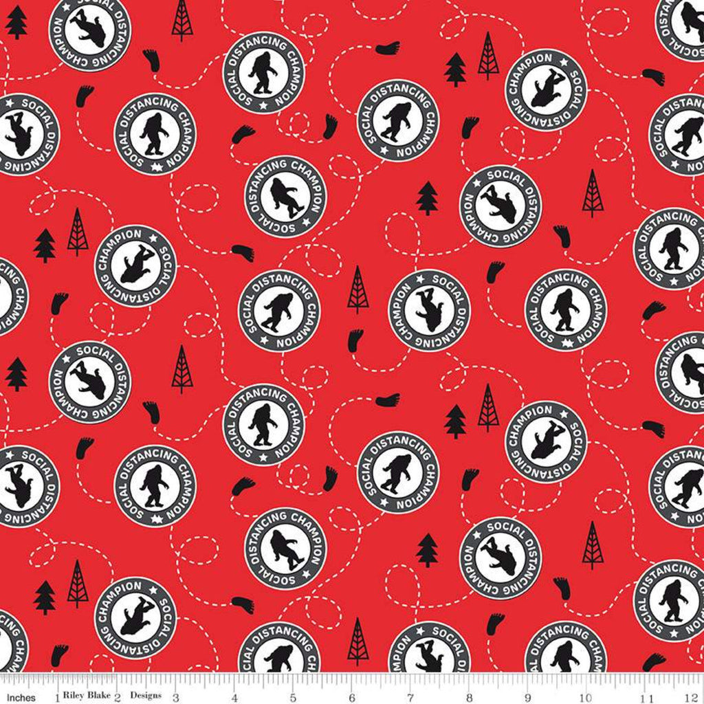CLEARANCE Face Mask Sasquatch CP10980 Red by Riley Blake Designs - 205 Thread Count -  Quilting Cotton Poplin Fabric