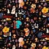 SALE Woodland Musicians Forest Jam DC9012 Black by Michael Miller - Animals Music Musical Instruments Juvenile - Quilting Cotton Fabric
