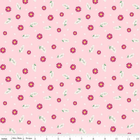 22" End of Bolt - SALE Pure Delight Blooms C10091 Pink - Riley Blake Designs - Floral Flowers Daisies Daisy -  Quilting Cotton Fabric