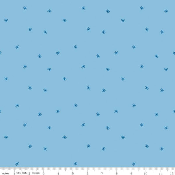 Fat Quarter End of Bolt - Pure Delight Dainty Daisy C10094 Blue - Riley Blake - Floral Small Outlined Daisies - Quilting Cotton Fabric