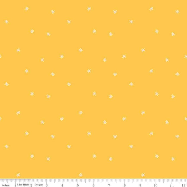 34" End of Bolt - SALE Pure Delight Dainty Daisy C10094 Yellow - Riley Blake - Floral Small Outlined Daisies - Quilting Cotton Fabric