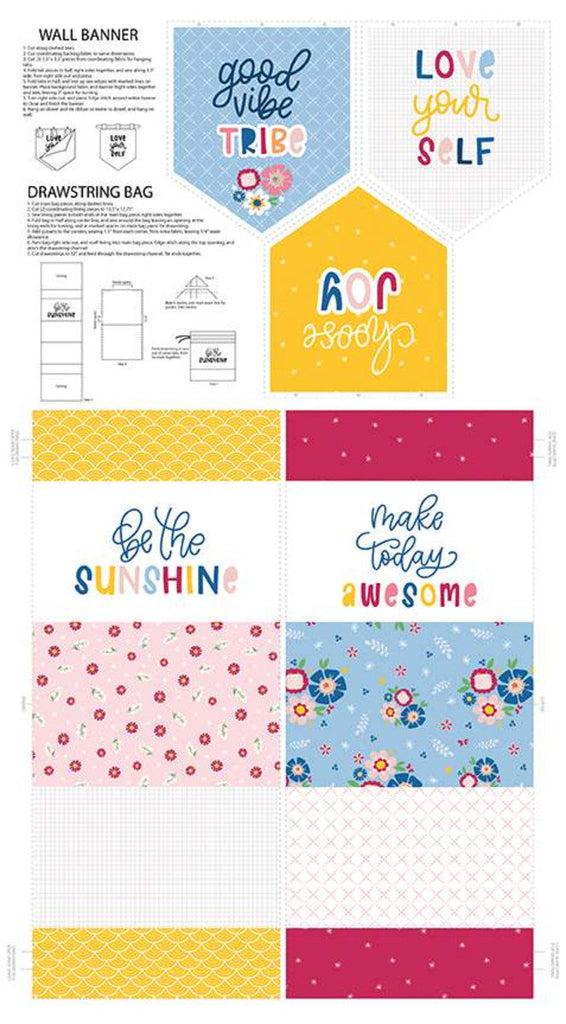 SALE Pure Delight Banner and Drawstring Bag Panel P10097 by Riley Blake Designs - Be the Sunshine Choose Joy - Quilting Cotton Fabric