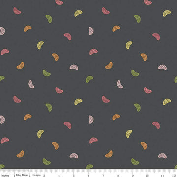 CLEARANCE Grove Wedges C10143 Charcoal - Riley Blake Designs - Pink Orange Green Citrus Fruit Sections on Gray - Quilting Cotton Fabric