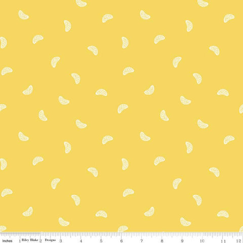 SALE Grove Wedges C10143 Lemonade - Riley Blake Designs - Off-White Citrus Fruit Sections on Yellow - Quilting Cotton Fabric