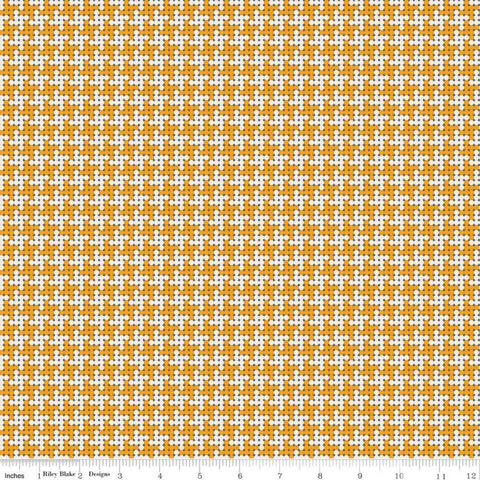 CLEARANCE Grove Houndstooth C10146 Orange - Riley Blake Designs - Geometric Dots Orange Off-White - Quilting Cotton Fabric