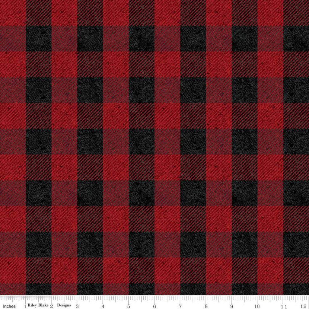 SALE All About Plaids Buffalo Check C635 Red by Riley Blake Designs - 1" Checks Checkered Black Red - Quilting Cotton Fabric