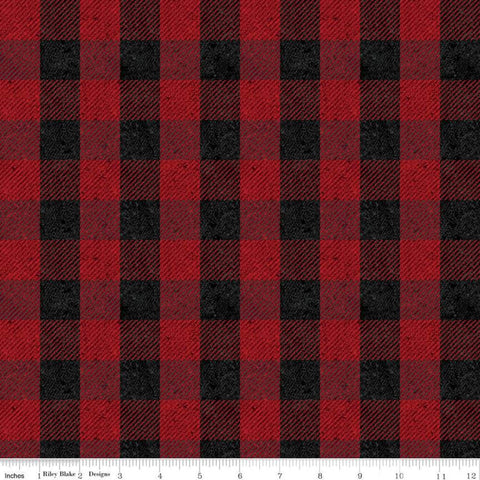 SALE All About Plaids Buffalo Check C635 Red by Riley Blake Designs - 1" Checks Checkered Black Red - Quilting Cotton Fabric