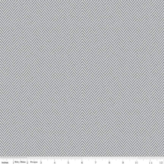 SALE All About Plaids Herringbone C636 Gray by Riley Blake Designs - Staggered Zig Zag - Quilting Cotton Fabric