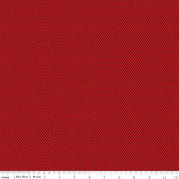 DEAL All About Plaids Herringbone C636 Red - Riley Blake Designs - Broken Staggered Zig Zag - Quilting Cotton Fabric