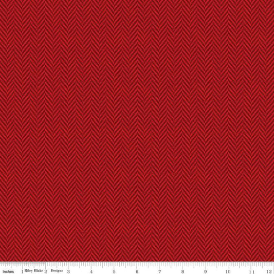 DEAL All About Plaids Herringbone C636 Red - Riley Blake Designs - Broken Staggered Zig Zag - Quilting Cotton Fabric