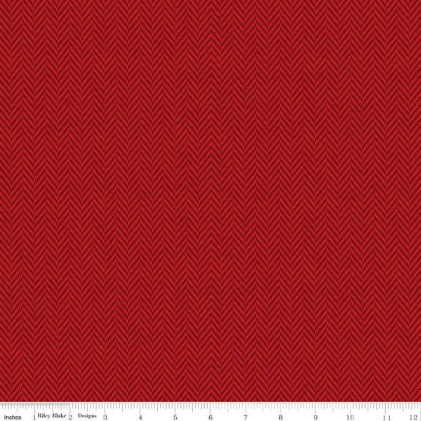 SALE All About Plaids Herringbone C636 Red by Riley Blake Designs - Broken Staggered Zig Zag - Quilting Cotton Fabric